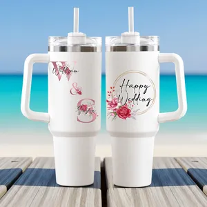 Personalized Floral Wedding Gift Couple Tumbler