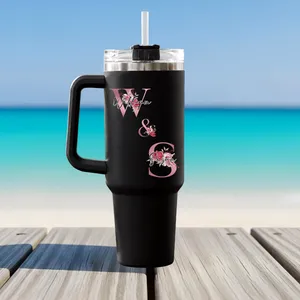 Personalized Floral Wedding Gift Couple Tumbler