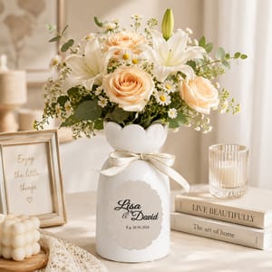 Personalized Wedding Vase Custom Names Date Ceramic Flower Vase Gift