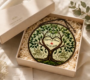 Custom Stained Glass Wedding Tree Suncatcher Gift For Couple