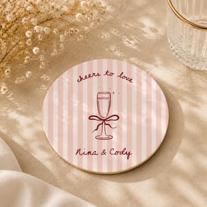 Sip, Celebrate, Cherish – Custom Couple Names Coaster for Wedding & Engagement