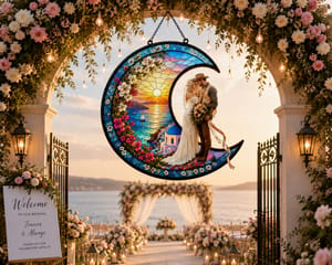 Personalized Photo Moon Suncatcher Wedding Gift For Couple