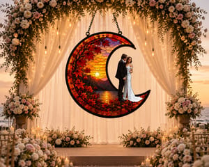Personalized Photo Moon Suncatcher Wedding Gift For Couple