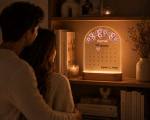 Custom Rose Married Calendar LED Lamp Wedding Gift for Newlyweds