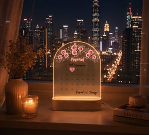 Custom Rose Married Calendar LED Lamp Wedding Gift for Newlyweds