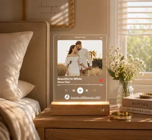 Custom Photo Acrylic Music Plaque LED Lamp For Wedding Songs