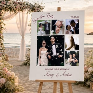 Personalized Wedding Welcome Sign, Custom Photo Wedding Board, Couple Photo Collage Sign, Wedding Entrance Welcome Board, Wedding Reception Decor