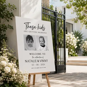 From Childhood to Forever – Personalized Wedding Welcome Sign with Childhood Photos
