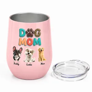 Custom Dog Mom Tumbler Personalized Pet Portrait Cup with Dog Names Pet Lover Gift