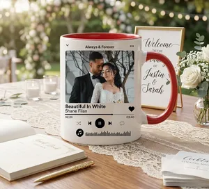 Personalized Photo Music Plaque Coffee Mug For Wedding Songs