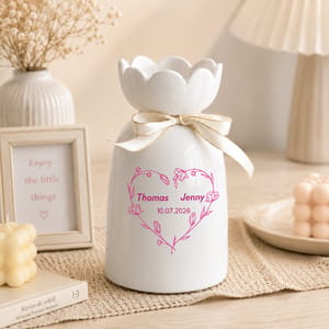 Personalized Anniversary Flower Vase – Custom Couple Names Ceramic Vase