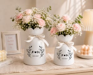 Elegant Custom Ceramic Vase – Personalized Anniversary and Wedding Keepsake