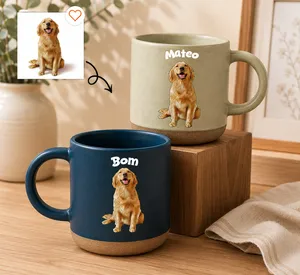 Personalized Custom Pet Photo Pottery Mug Dog & Cat Portrait with Name Ceramic Coffee Mug