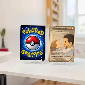 Personalized Dad  Card Father's Day Gift Custom Photo Card Pokemon Inspired Keepsake for Dad from Kids