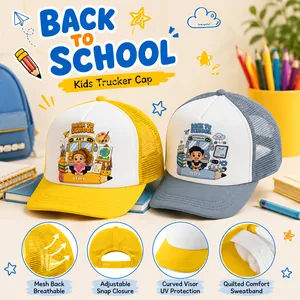 Personalized Back to School Kids Trucker Cap | Custom Name Mesh Baseball Hat | Adjustable Snapback
