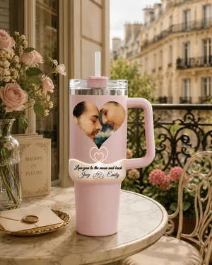 Custom Photo Tumbler Love You To The Moon Gift For Partner