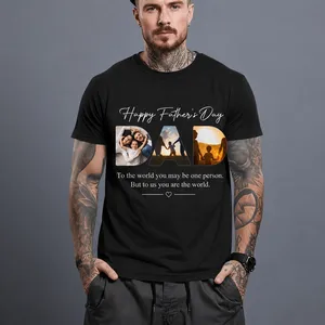 Personalized Father's Day Photo Collage T Shirt – Upload Your Own Photos for Dad