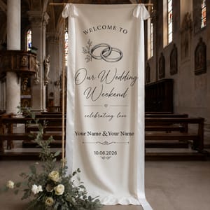 Personalized Wedding Welcome Banner – Custom Couple Names & Wedding Date Ceremony Sign