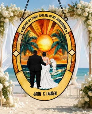 Custom Bride and Groom Suncatcher - Personalized Wedding Gift