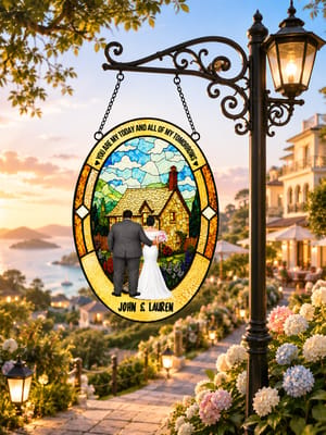 Custom Bride and Groom Suncatcher - Personalized Wedding Gift