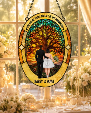 Custom Bride and Groom Suncatcher - Personalized Wedding Gift