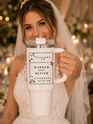Custom Magnolia Floral Wedding Ceramic Mug Gift