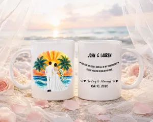 Custom Bride and Groom Mug Set - Personalized Wedding Gift