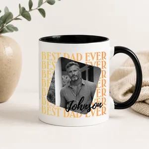 Custom Photo Cream Mug Best Dad Grandpa Ever Personalized Name Gift