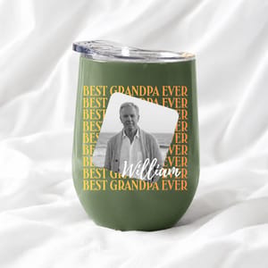 Custom Photo Best Grandpa Ever Wine Tumbler Personalized Name Travel Cup