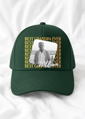 Custom Photo Best Grandpa Ever Cap Personalized Name Cap