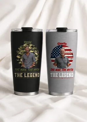Custom Photo Tumbler The Man The Myth The Legend Personalized Name Travel Cup