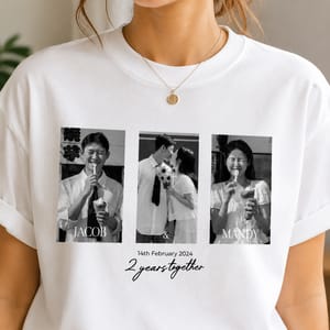Personalized Couple Photo Shirt, Custom Anniversary T-Shirt with Photos, Relationship Timeline Hoodie, Custom Photo Sweatshirt, Anniversary Gift for Couples