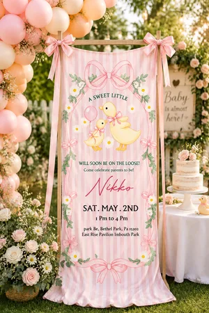 Personalized Sweet Little Duck Baby Shower Banner