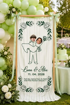 Personalized Wedding Cartoon Illustration Banner