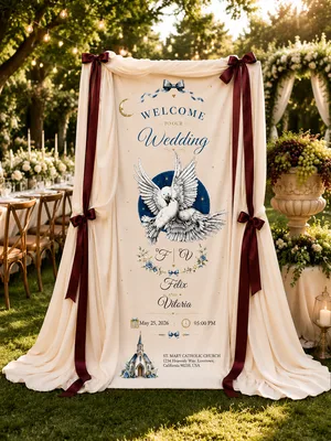 Personalized Wedding Celestial Dove Banner