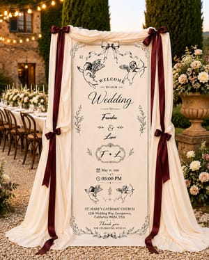 Personalized Vintage Cupid Wedding Banner