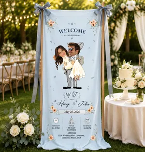 Personalized Wedding Caricature Carry Banner