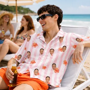 Personalized Face Hawaiian Shirt, Custom Photo Tropical Shirt, Funny Beach Button Up, Vacation Aloha Shirt, Custom Summer Gift for Men & Women