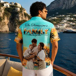 Personalized Family Photo Hawaiian Shirt, Custom Vacation Aloha Shirt, Matching Family Beach Shirt, Custom Family Reunion Shirt, Tropical Photo Button Up