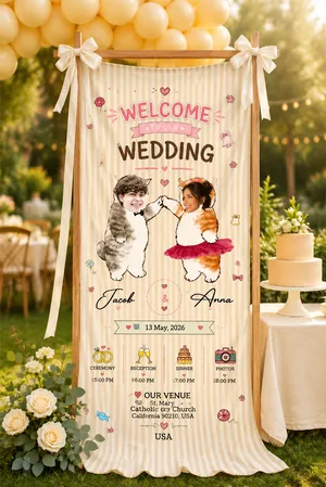 Personalized Wedding "Cat Couple" Banner