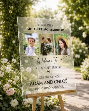 These Kids Are Getting Married Poster, The Night Before Welcome Sign, Custom Rehearsal Dinner Sign with Photos, Then and Now Wedding Board