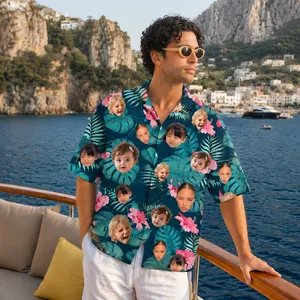 Personalized Face Hawaiian Shirt, Custom Portrait Aloha Shirt, Funny Vacation Shirt, Tropical Holiday Button Up, Custom Photo Beach Shirt
