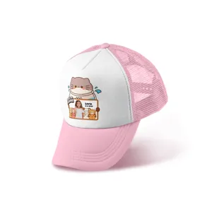 Personalized Back to School Kids Trucker Cap with Photo & Name | Cute Cat Custom Mesh Snapback Hat