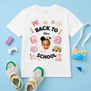 Personalized Back to School Kids Photo T-Shirt – Custom Face & Name Shirt for Boys and Girls, First Day of School Gift