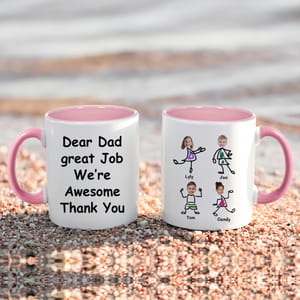 Custom Kids Photo Face Mug for Dad – Personalized Photo Stick Figure Mug, Father's Day Gift from Kids
