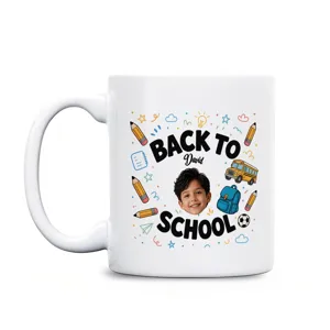 Personalized Back to School Kids Photo Mug – Custom Name & Face Coffee Mug for Boys and Girls, First Day of School Gift