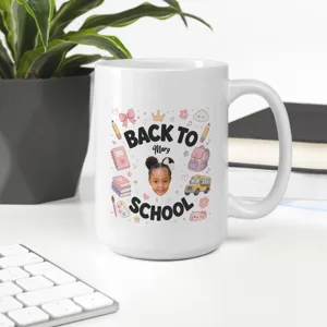 Personalized Back to School Kids Photo Mug – Custom Name & Face Coffee Mug for Boys and Girls, First Day of School Gift
