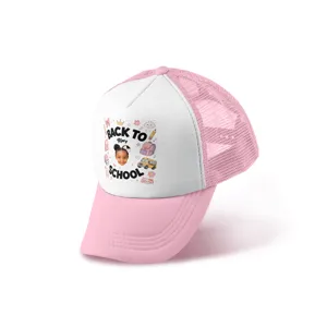 Personalized Back to School Kids Trucker Cap – Custom Photo & Name Mesh Hat for Boys and Girls, First Day of School Gift