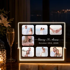 Personalized Photo Collage Night Light, Custom Couple LED Plaque Gift