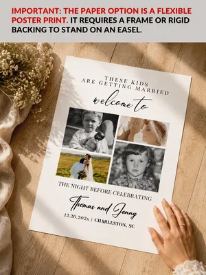 These Kids Are Getting Married Sign, Custom 4 Photo Collage Board